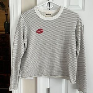 Monrow Boxy Striped Kiss Longsleeve Small
